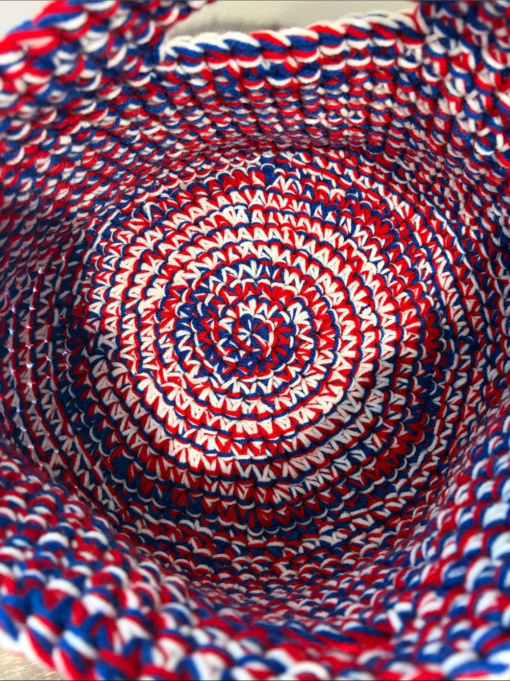 Hand Crafted Red, White & Blue Crochet Storage Baskets - Set of 2 - Picture 4 of 4